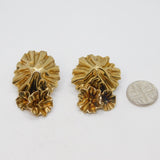Pair of Sterling Silver Gilt Floral Studio Statement Stud Earrings Vintage 1989