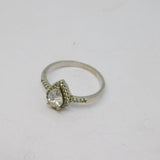 Sterling Silver Paste Peardrop Dress Ring Vintage c1970 Size O 1/2