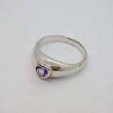 Sterling Silver Amethyst Heart Graduating Band Dress Ring Vintage c1990 Size N