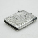 Victorian Sterling Silver Floral Pattern Vesta Case Antique 1899 Birmingham