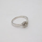 Sterling Silver 7 Stone Diamond Flower Cluster Ring Vintage c1970 Size N 1/2