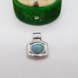 Sterling Silver Doublet Opal Drop Charm Pendant Vintage c1970
