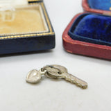 Sterling Silver Key to my Heart Charm Pendant Vintage c1970