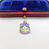 Sterling Silver and Enamel Stirling Travel Shield Charm Pendant Vintage c1970