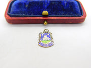 Sterling Silver and Enamel Stirling Travel Shield Charm Pendant Vintage c1970