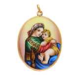 19th Century Austro-Hungarian 14ct Gold Mounted Enamel Religious Pendant Antique
