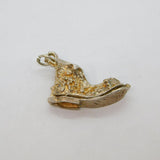 Sterling Silver Opening Boot With Man & Dog Inside Charm Pendant Vintage c1970s