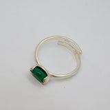 Sterling Silver Ellipse Malachite Adjustable Band Ring Modern c1990 Size Q 1/2