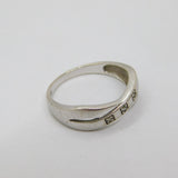 Sterling Silver Three Stone Diamond Crossover Band Ring Vintage c1970 Size Q