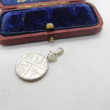 Sterling Silver Diamond Paste Drop Charm Pendant Vintage c1970