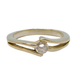 Sterling Silver Paste Solitaire Split Band Ring Vintage c1970 Size K