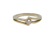 Sterling Silver Paste Solitaire Split Band Ring Vintage c1970 Size K