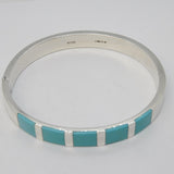 Sterling Silver & Turquoise Set Modernist Bangle Bracelet Vintage c1990