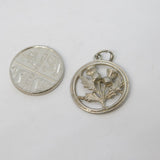 Sterling Silver Scottish Thistle Charm Pendant Vintage c1970