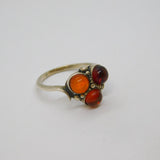 Sterling Silver Triple Baltic Amber Studio Style Dress Ring Vintage c1970 Size J
