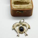 Sterling Silver and Onyx Twin Dolphins Charm Pendant Vintage c1970
