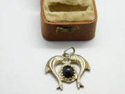 Sterling Silver and Onyx Twin Dolphins Charm Pendant Vintage c1970