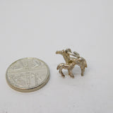 Sterling Silver Foal with Mare Charm Pendant Vintage c1970
