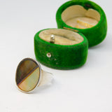 Sterling Silver Abalone & Mother Of Pearl Abstract Ring Vintage c1970 Size N 1/2