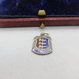Sterling Silver and Enamel Gt Yarmouth Travel Shield Charm Pendant Vintage c1970