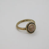Sterling Silver Cabochon Rose Quartz Ring Vintage 1978 Birmingham Size J 1/2