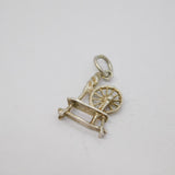 Sterling Silver Spinning Wheel Charm Pendant Vintage c1970