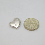 Sterling Silver Diamond Set Brushed Heart Pendant Contemporary c2000s