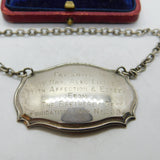 Silver Plated Decanter Label With Freemasons Insription Vintage c1970