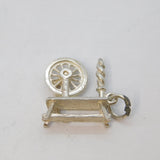 Sterling Silver Spinning Wheel Charm Pendant Vintage c1970