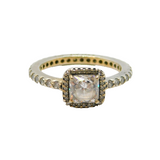 Sterling Silver CZ Square Front Dress Band Ring Contemporary c2010 Size J 1/2