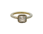Sterling Silver CZ Square Front Dress Band Ring Contemporary c2010 Size J 1/2