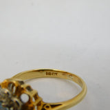 20th Century 18ct Yellow Gold, Blue Zircon & Diamond Floral Cluster Ring Antique