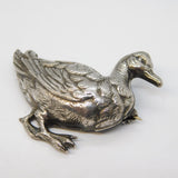Victorian Sterling Silver Figural Duck Brooch Pin Antique c1880