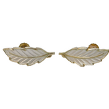 Scandinavian 830 Grade Silver White Enamel Leaf Form Screw-Back Earrings
