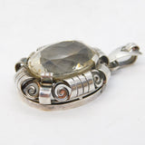 20th Century Continental .935 Grade Silver & Citrine Drop Pendant Antique