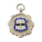 Sterling Silver & Enamel Sporting Fob Medal Antique 1921 Birmingham Deco