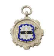 Sterling Silver & Enamel Sporting Fob Medal Antique 1921 Birmingham Deco