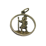 Sterling Silver Cut Out St Christopher Travel Charm Pendant Vintage c1970