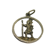 Sterling Silver Cut Out St Christopher Travel Charm Pendant Vintage c1970
