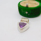Sterling Silver Faceted Amethyst Drop Charm Pendant Vintage c1970