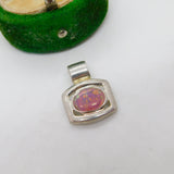 Sterling Silver Cabochon Opal Drop Charm Pendant Vintage c1970