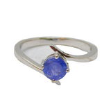 Sterling Silver Tanzanite Crossover Band Dress Ring Vintage c2000 Size T 1/2