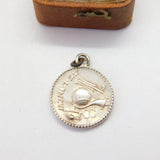 Sterling Silver Ancient Greek Style Coin Charm Pendant Vintage c1970