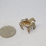 Sterling Silver Mare with her Foal Horse Charm Pendant Vintage c1970