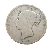 Queen Victoria .925 Silver Half Crown Coin Antique 1880 Fair Condition