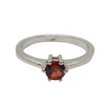 Sterling Silver Round Garnet Solitaire Dress Ring Vintage c1990 Size N 1/2