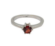 Sterling Silver Round Garnet Solitaire Dress Ring Vintage c1990 Size N 1/2