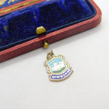 Sterling Silver and Enamel Wimborne Travel Shield Charm Pendant Vintage c1970