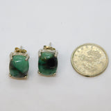 Pair of Sterling Silver Rainbow Flourite Oval Stud Earrings Vintage c1970