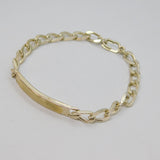 Sterling Silver & Gilt Screw Pattern Flat Curb Identity Bracelet Vintage 1983
